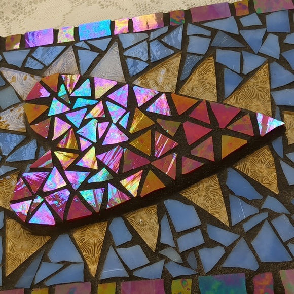 Artisan Mosaic Tile Stained Glass Wall Hanging Plaque - Picture 3 of 9